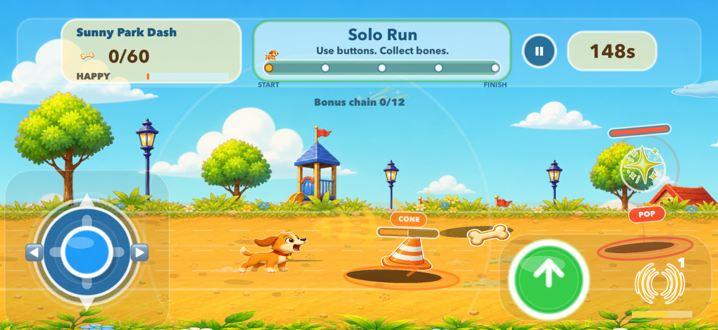 Pup Pup Go Sunny Park Dash App Store screenshot.
