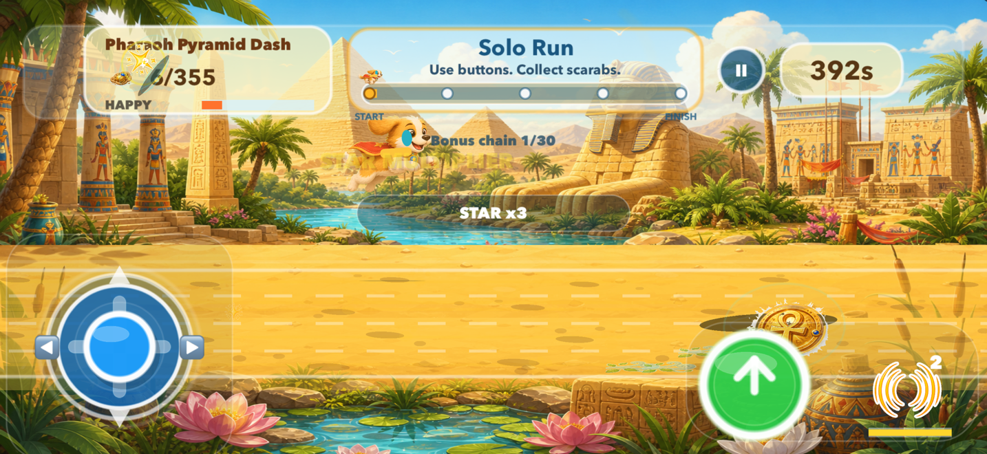Pharaoh Pyramid Dash gameplay screenshot.